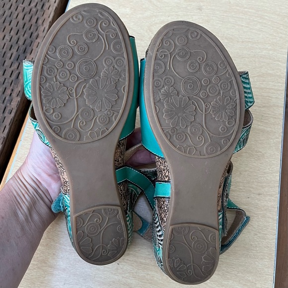 L’ Artiste By Spring Step Quilana Sandals in Turquoise Green Sz 38 EU/ 7.5-8 US - Picture 6 of 16